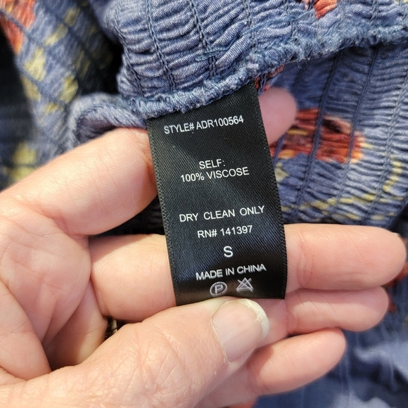 ASTR The Label Blue Floral Dress Ballon Dolman Sleeves Ruched Skirt Size S - Picture 10 of 13